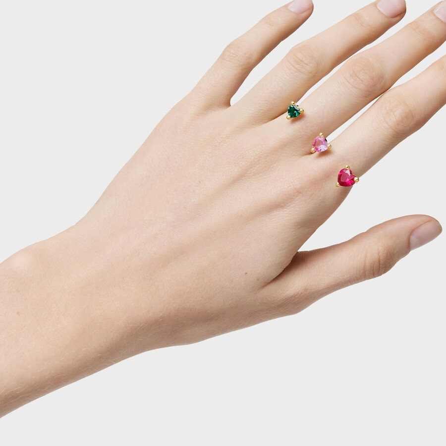 anello doppio aperto placcato in oro 18 carati su argento e pietre preziose coltivate in laboratorio garden of love lgg