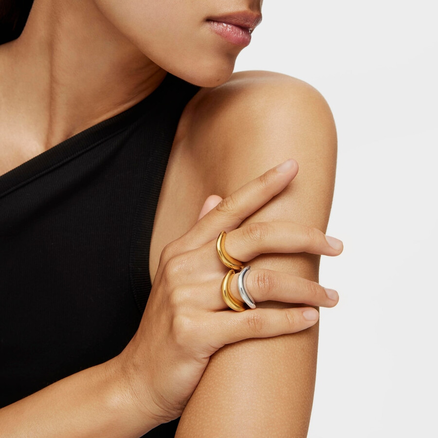 anello piccolo con placcatura in oro 18kt su argento galia basics
