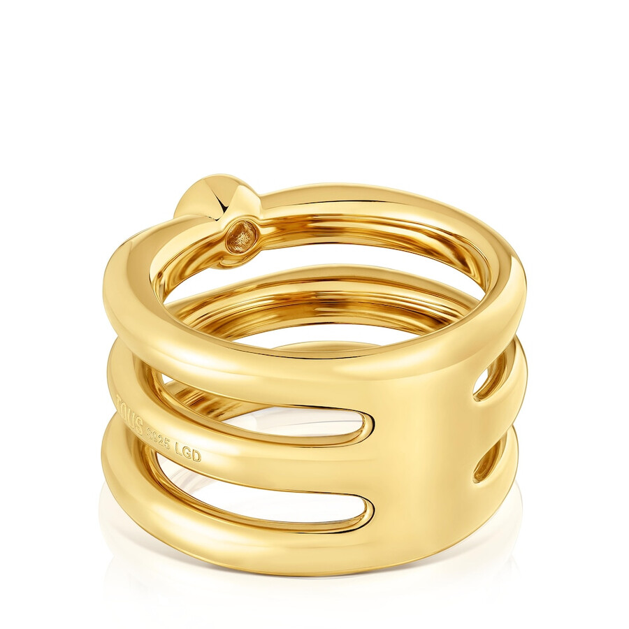 anello triplo placcato in oro 18kt su argento con diamante di laboratorio linea lgd