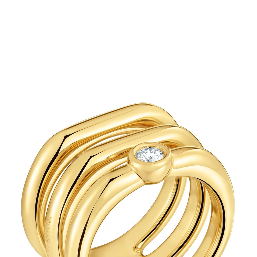 anello triplo placcato in oro 18kt su argento con diamante di laboratorio linea lgd