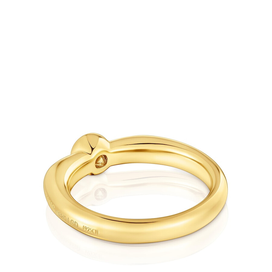 anello largo placcato oro 18kt su argento con diamante di laboratorio linea lgd