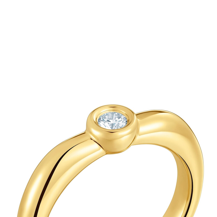 anello largo placcato oro 18kt su argento con diamante di laboratorio linea lgd