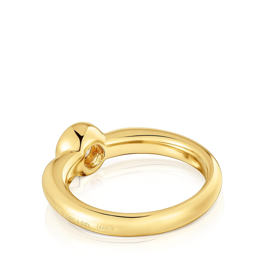 anello largo placcato oro 18kt su argento con diamante di laboratorio linea lgd