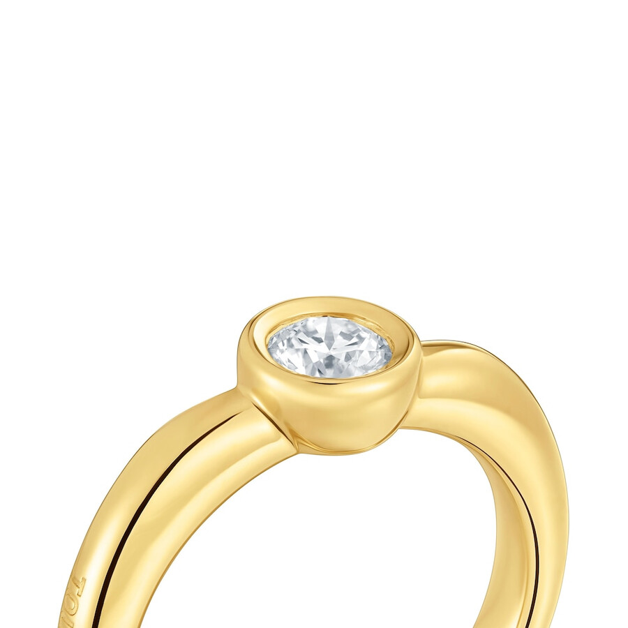 anello largo placcato oro 18kt su argento con diamante di laboratorio linea lgd