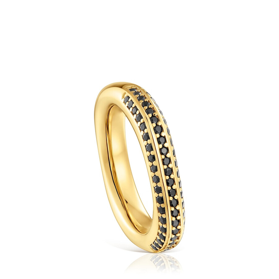 anello con placcatura in oro 18kt su argento e spinelli line
