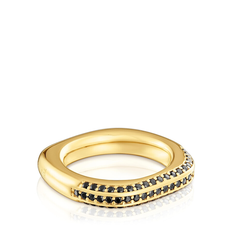 anello con placcatura in oro 18kt su argento e spinelli line