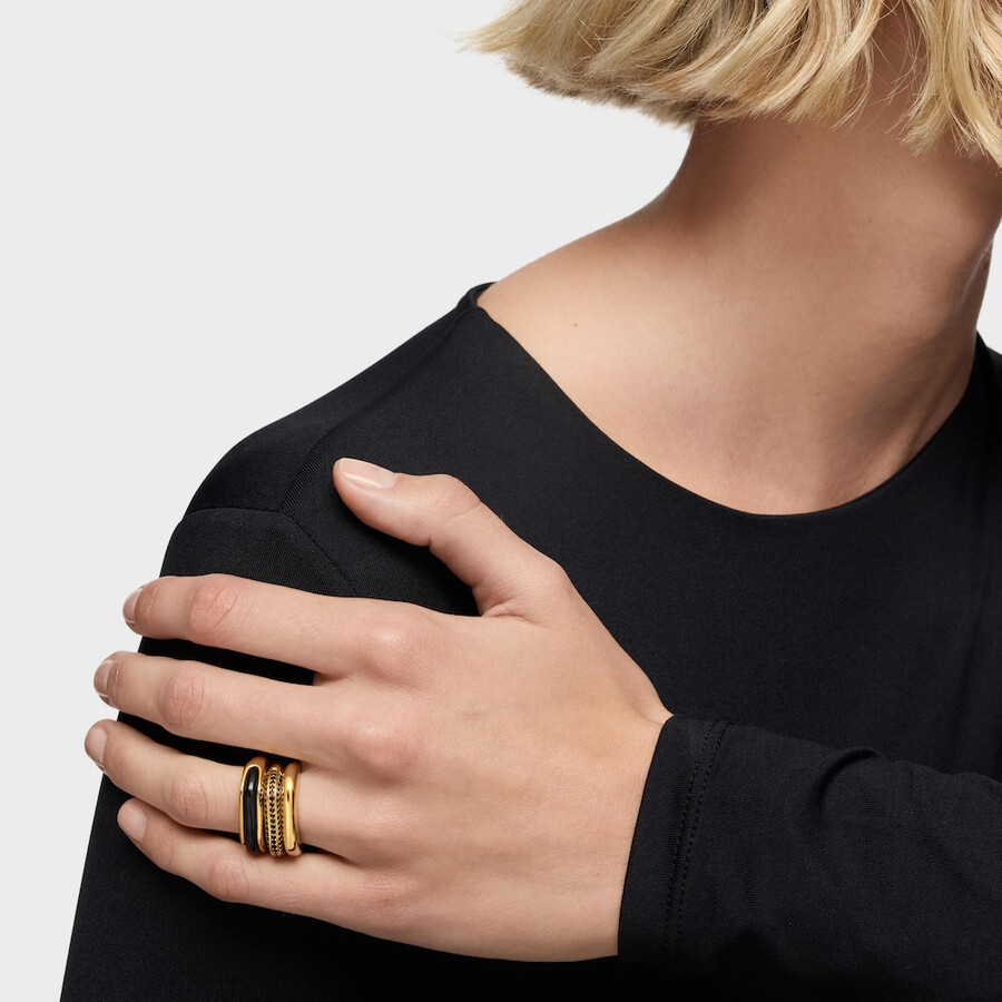 anello con placcatura in oro 18kt su argento e spinelli line