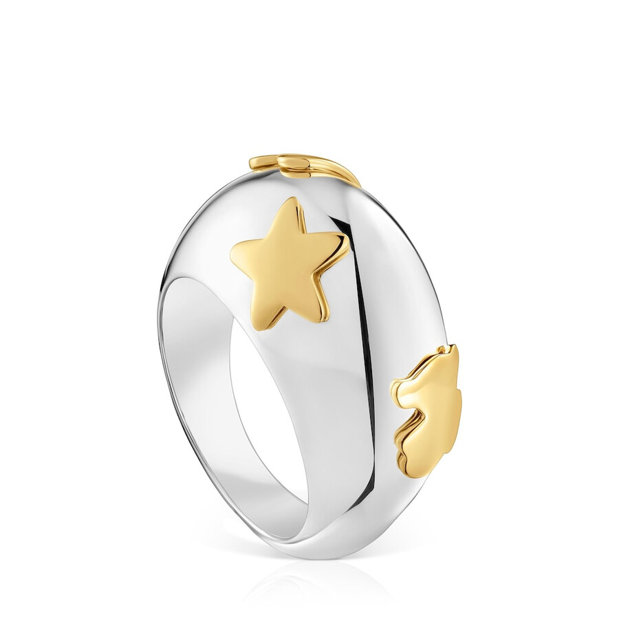 anello a cupola bicolore con motivi caldi