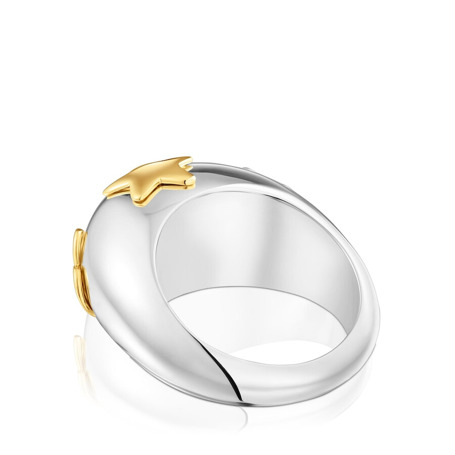 anello a cupola bicolore con motivi caldi