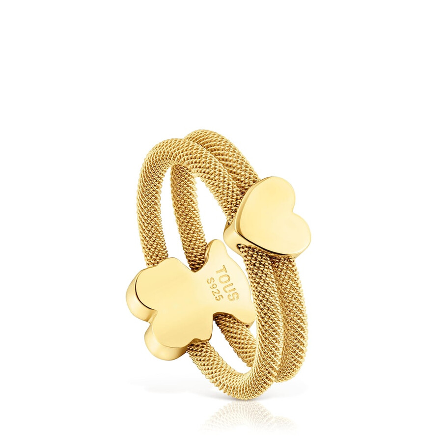 doppio anello con placcatura in oro 18kt su maglia icon in argento