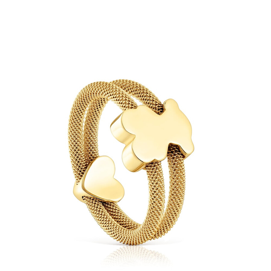 doppio anello con placcatura in oro 18kt su maglia icon in argento