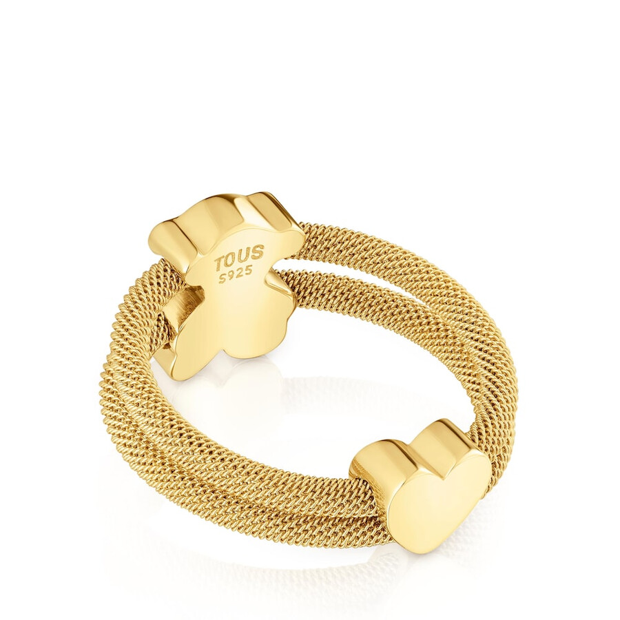 doppio anello con placcatura in oro 18kt su maglia icon in argento
