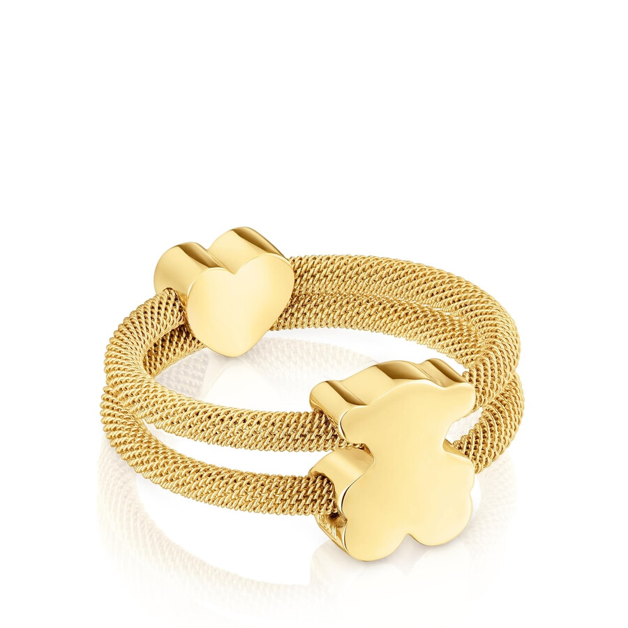 doppio anello con placcatura in oro 18kt su maglia icon in argento