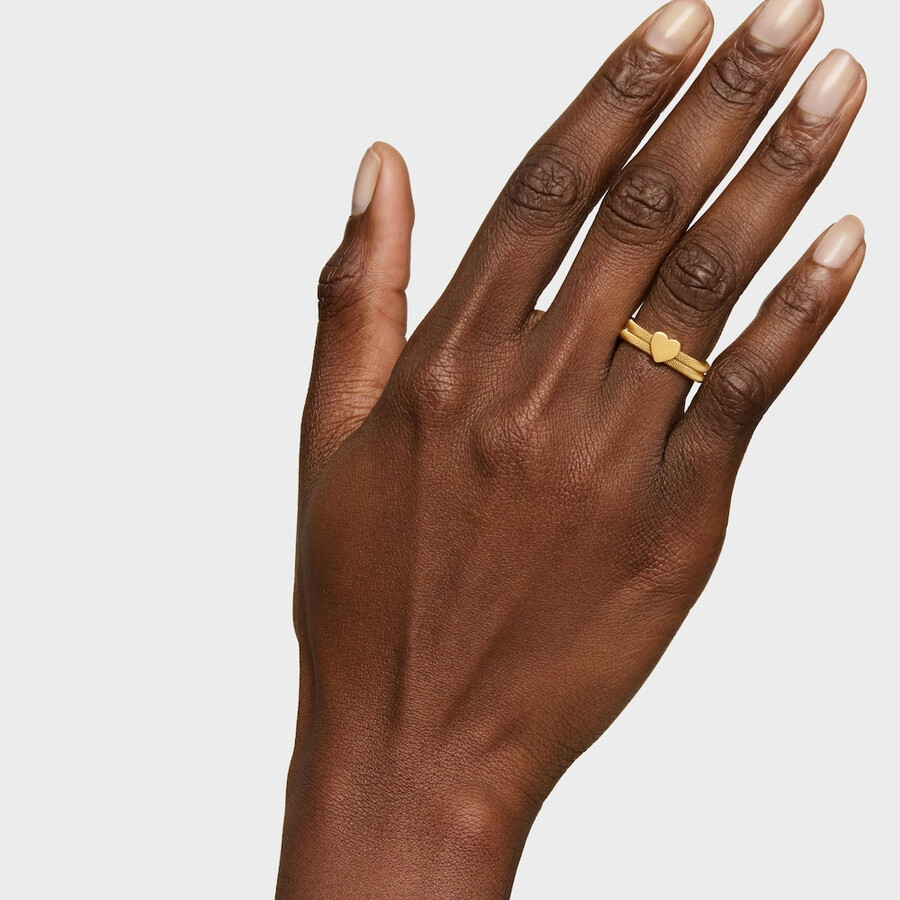 doppio anello con placcatura in oro 18kt su maglia icon in argento