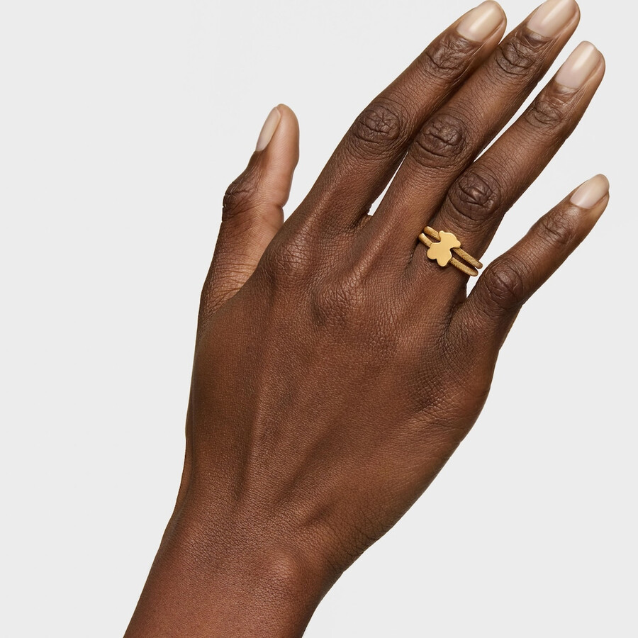 doppio anello con placcatura in oro 18kt su maglia icon in argento