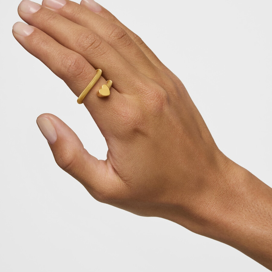 anello a spirale con placcatura in oro 18kt su argento e motivi icon mesh
