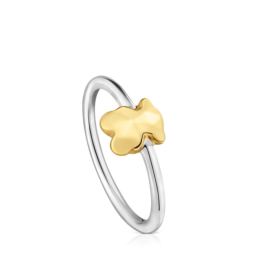 anello bicolore con orso icon metal