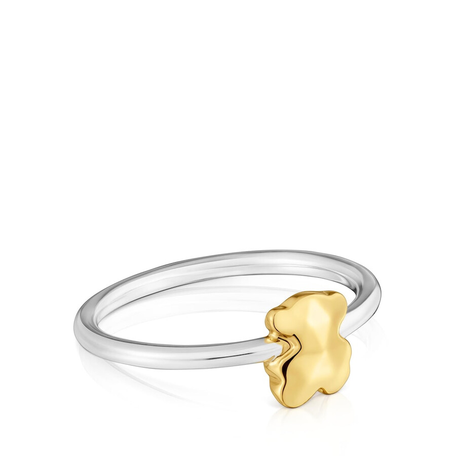 anello bicolore con orso icon metal