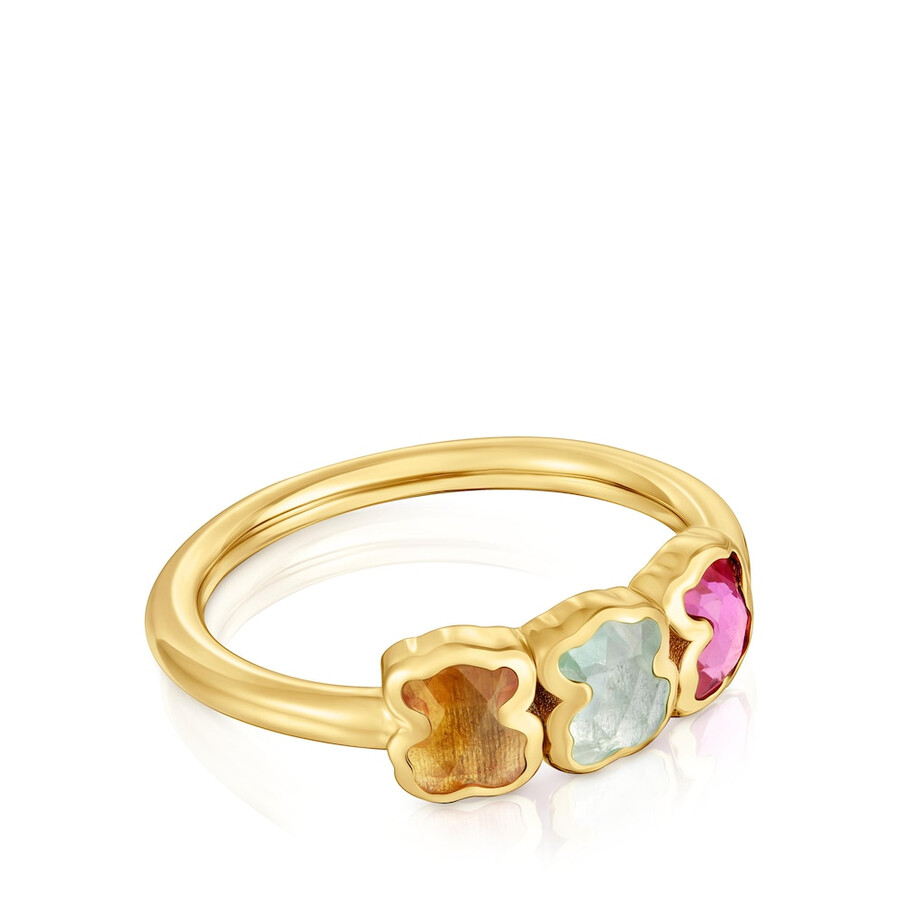 anello con placcatura in oro 18kt su argento e pietre preziose create in laboratorio icon color lgg
