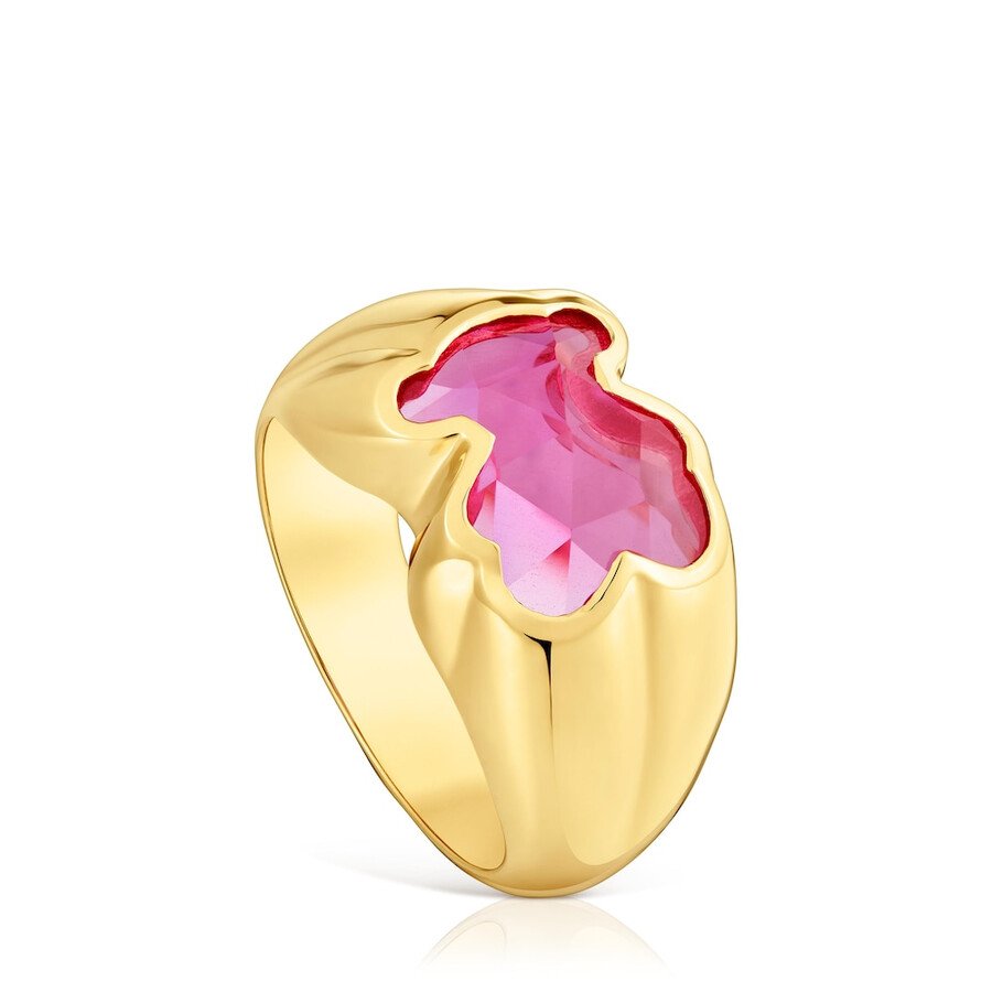 anello medio con placcatura in oro 18kt su argento e rubino coltivato in laboratorio icon color lgg