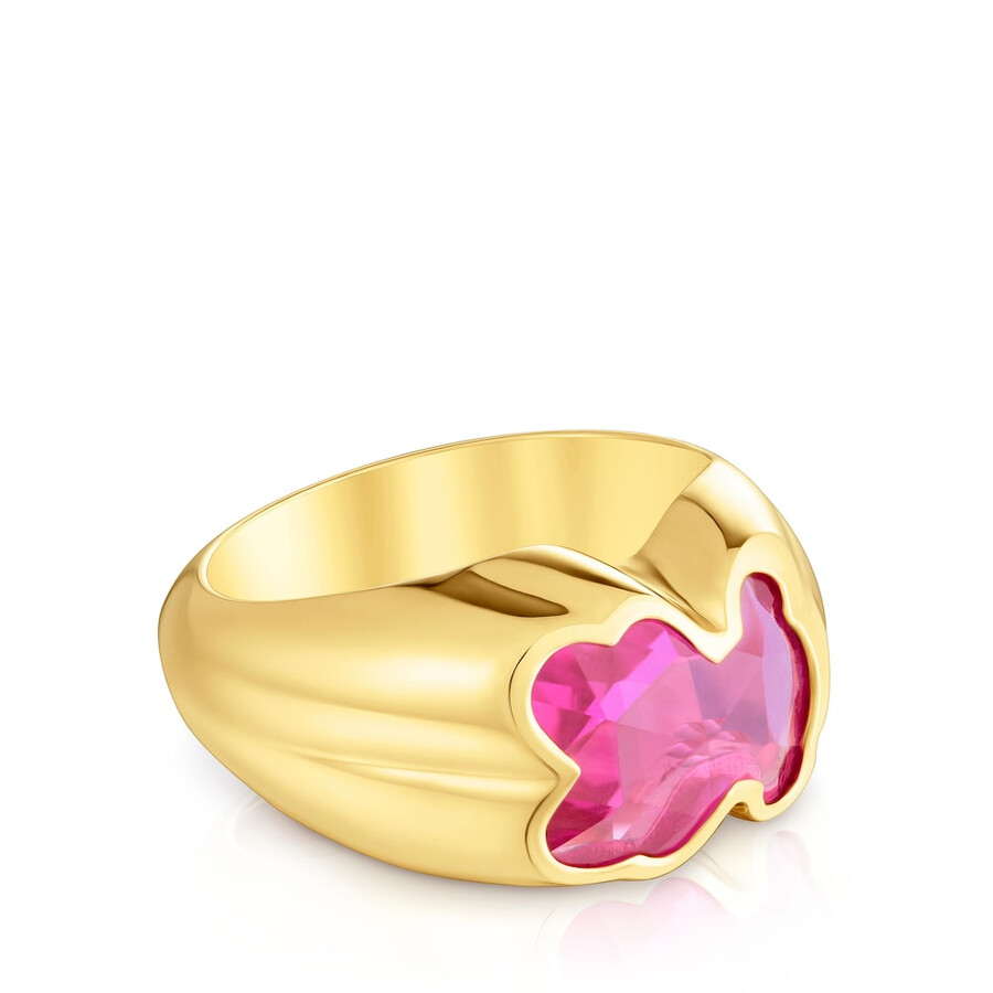 anello medio con placcatura in oro 18kt su argento e rubino coltivato in laboratorio icon color lgg