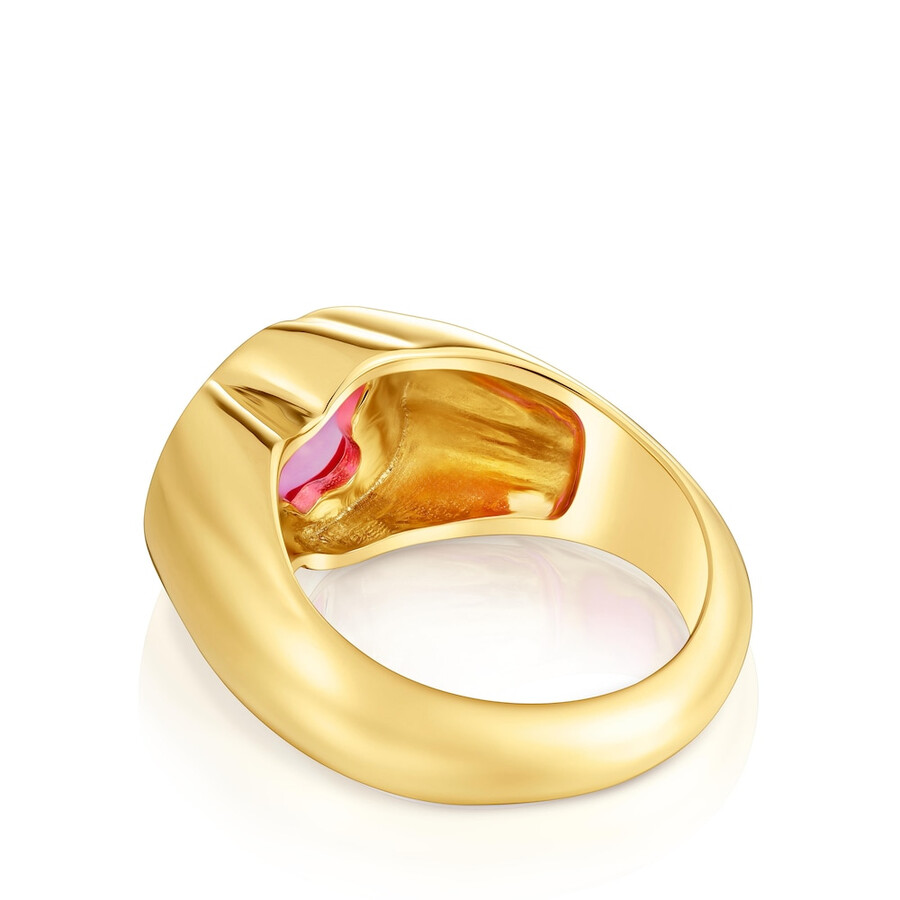 anello medio con placcatura in oro 18kt su argento e rubino coltivato in laboratorio icon color lgg
