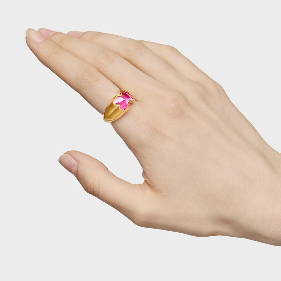 anello medio con placcatura in oro 18kt su argento e rubino coltivato in laboratorio icon color lgg