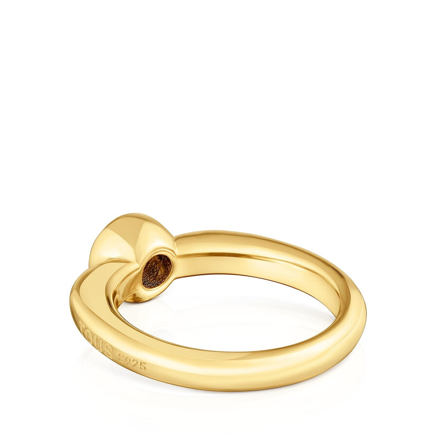 anello largo con placcatura in oro 18kt su argento e spinello nero tous line