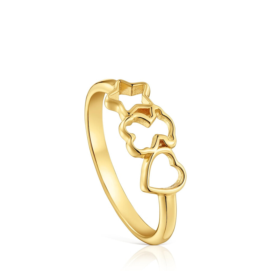 anello in argento e motivi con placcatura in oro 18kt su argento tous motifs