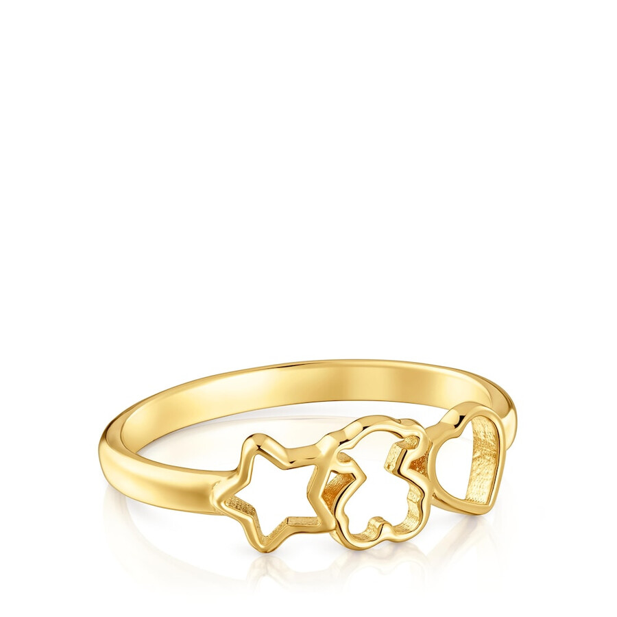 anello in argento e motivi con placcatura in oro 18kt su argento tous motifs