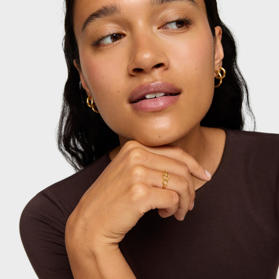 anello in argento e motivi con placcatura in oro 18kt su argento tous motifs