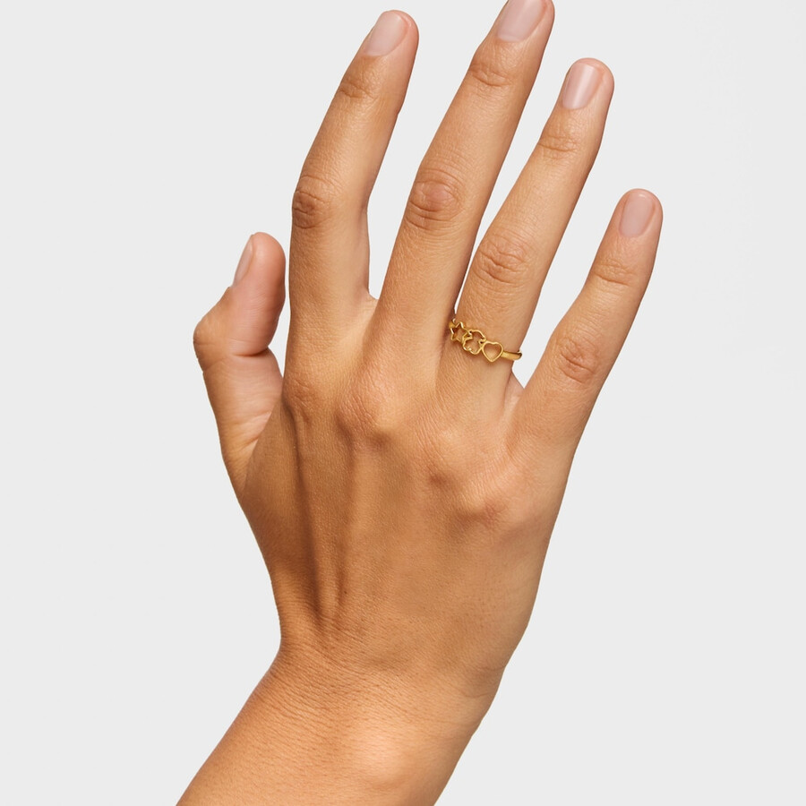 anello in argento e motivi con placcatura in oro 18kt su argento tous motifs