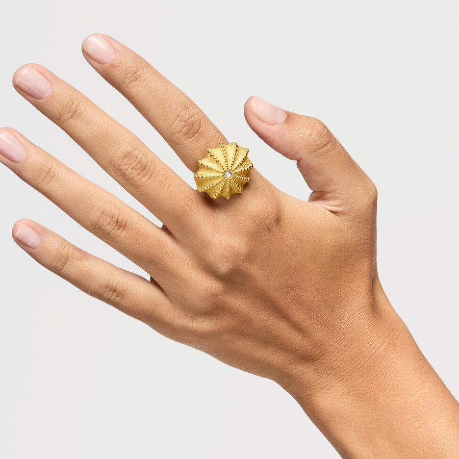 anello con sigillo bicolore tous grain arrecife de coral