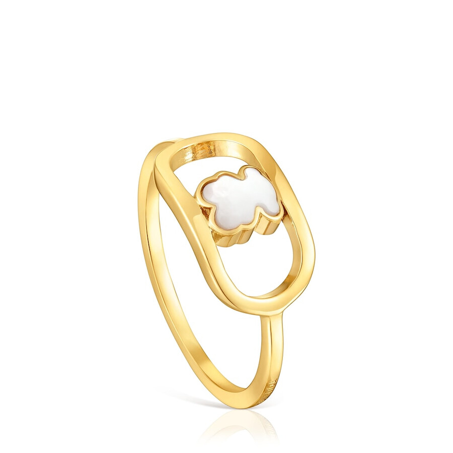 anello con placcatura in oro 18kt su argento e madreperla tous camille