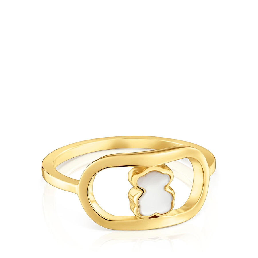 anello con placcatura in oro 18kt su argento e madreperla tous camille