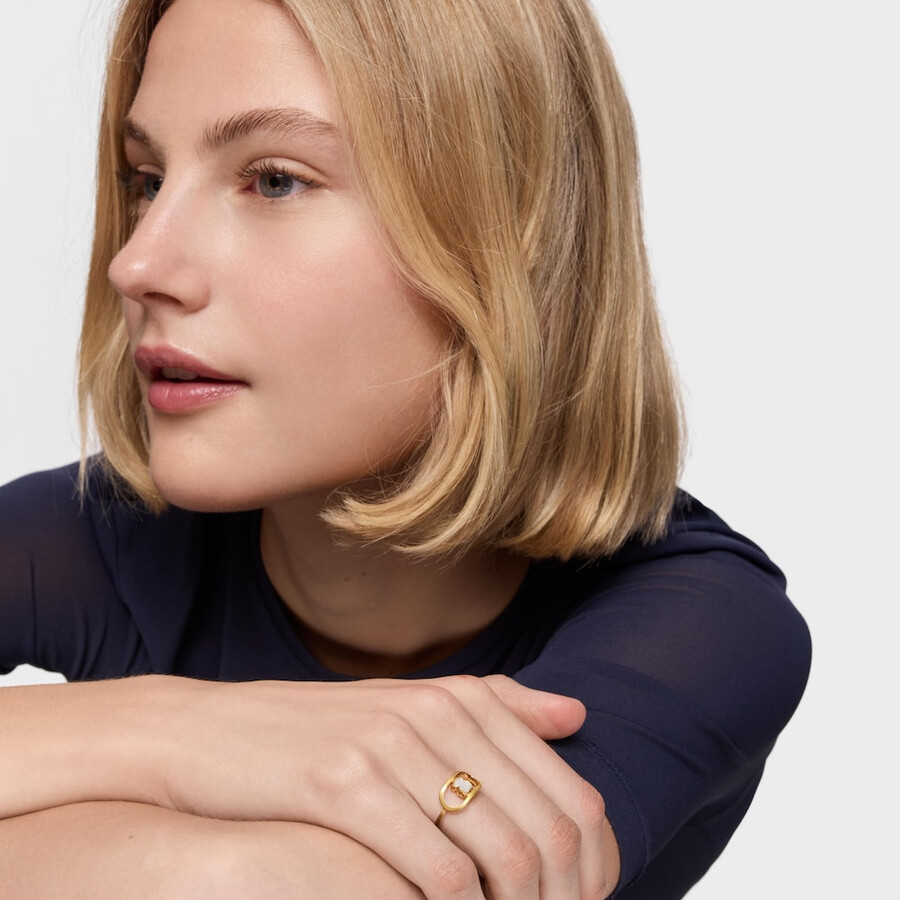 anello con placcatura in oro 18kt su argento e madreperla tous camille