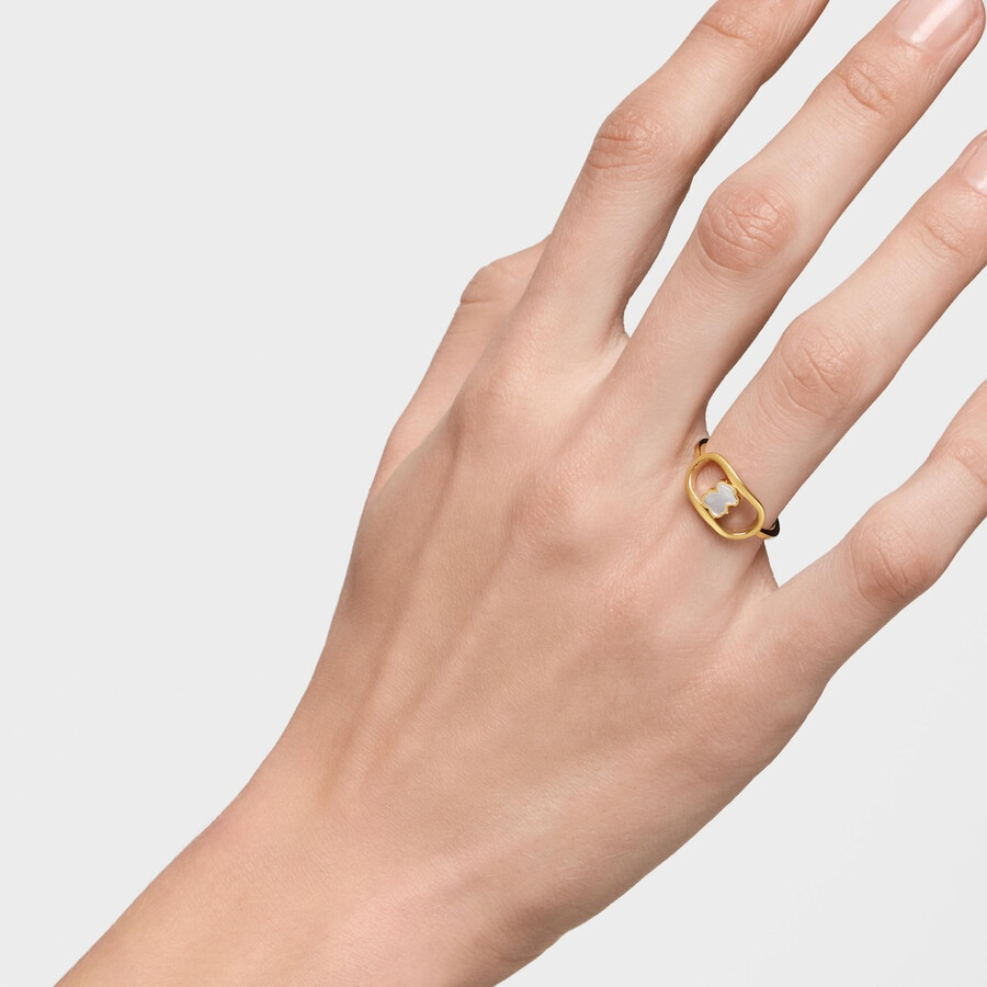 anello con placcatura in oro 18kt su argento e madreperla tous camille