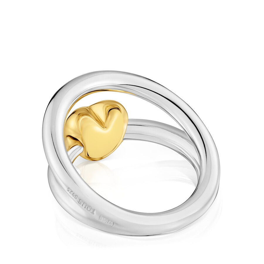 anello a doppio cerchio con motivo a cuore bicolore tous flechazo