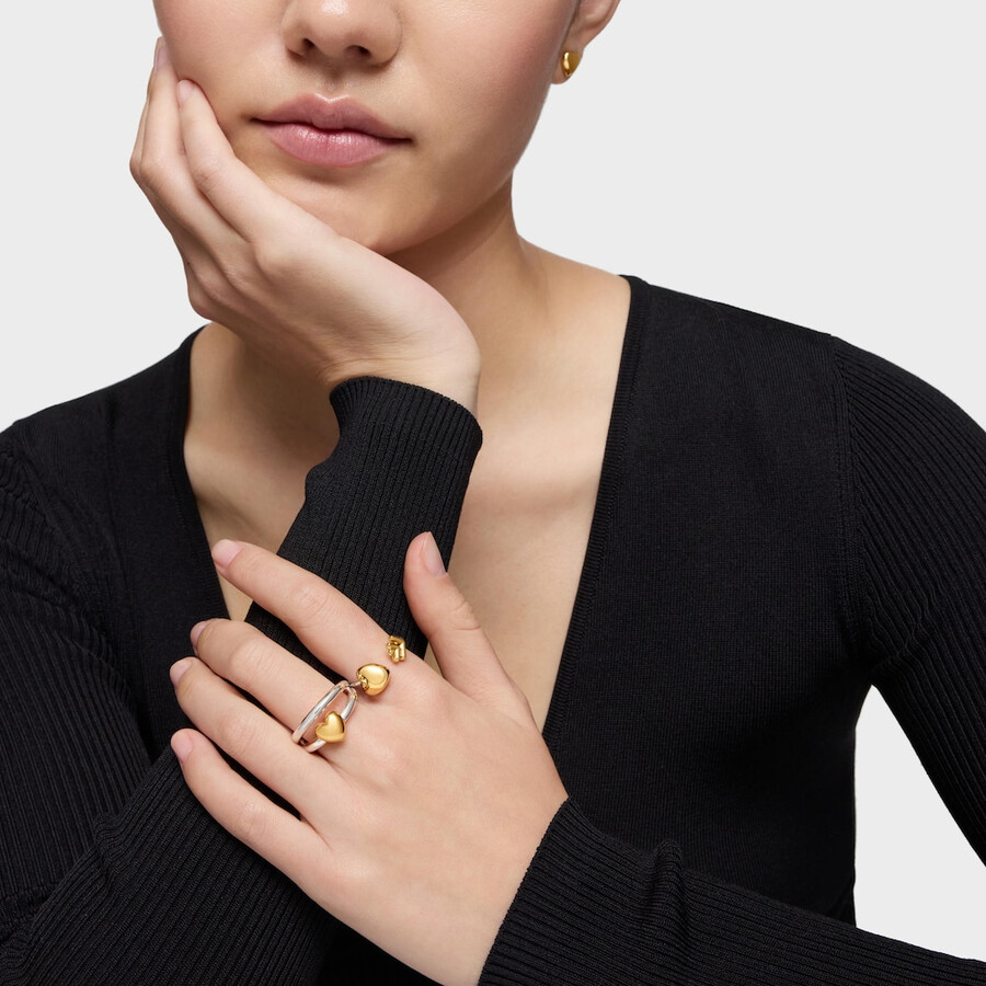 anello a doppio cerchio con motivo a cuore bicolore tous flechazo
