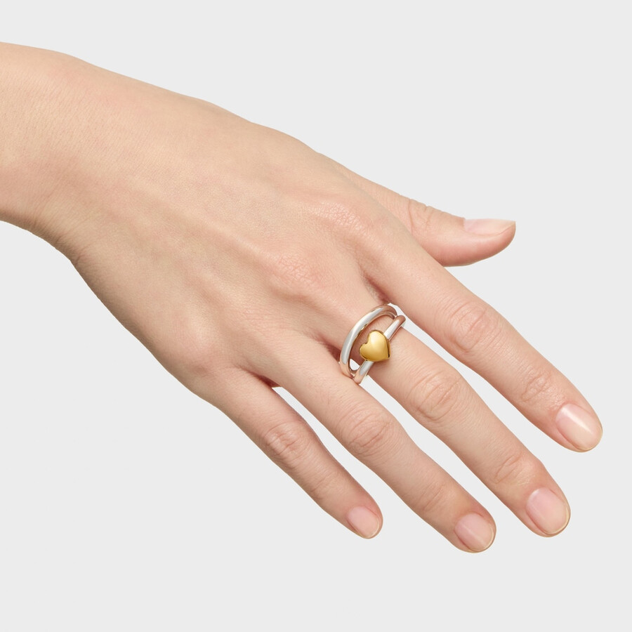 anello a doppio cerchio con motivo a cuore bicolore tous flechazo