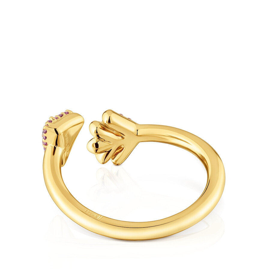anello aperto con placcatura in oro 18kt su argento e rodoliti tous flechazo
