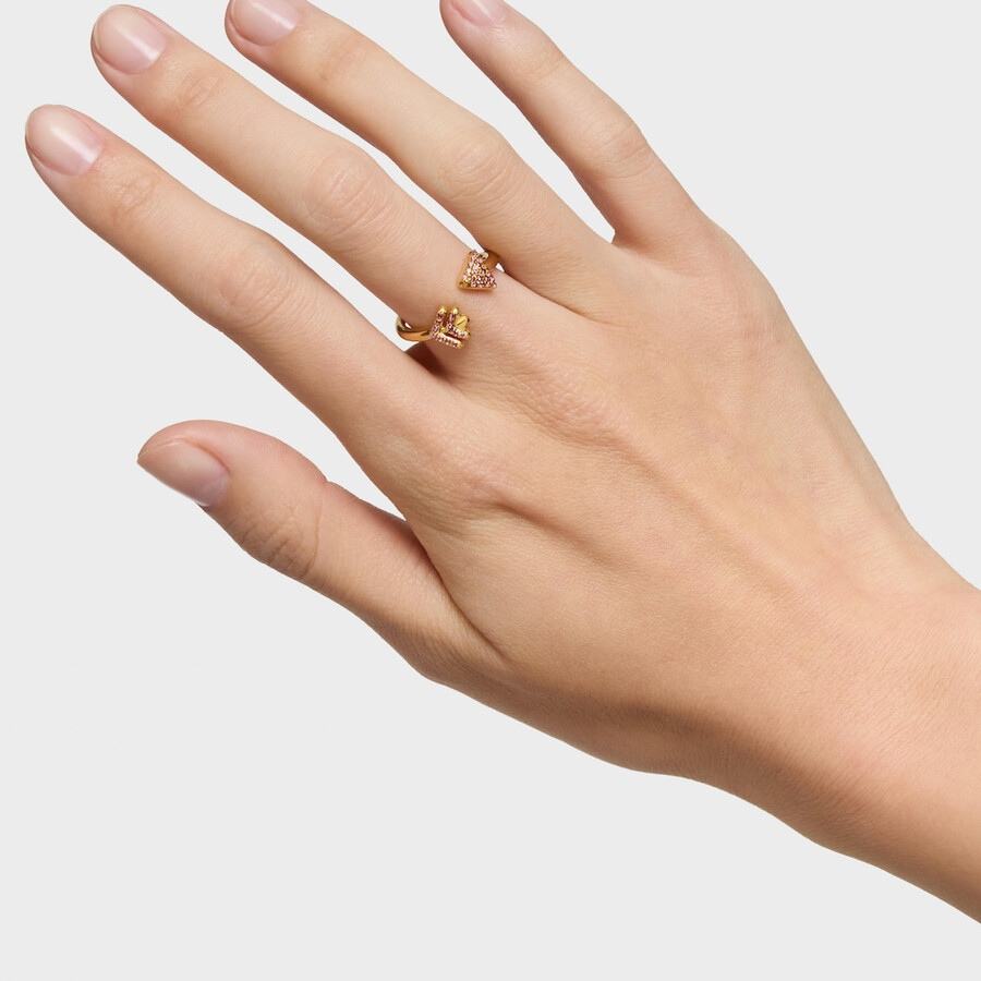 anello aperto con placcatura in oro 18kt su argento e rodoliti tous flechazo