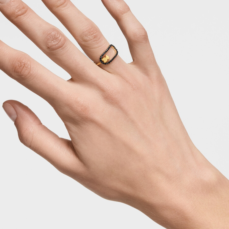 anello con placcatura in oro 18kt su argento e spinelli tous camille