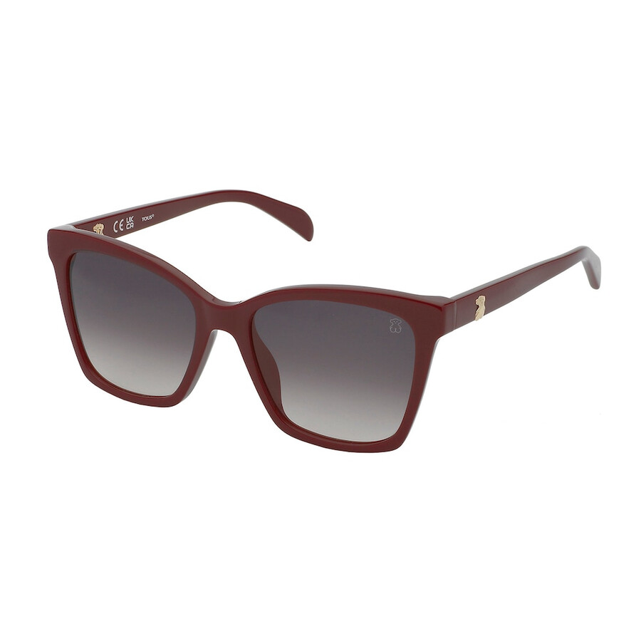 occhiali da sole quadrati color bordeaux con orso