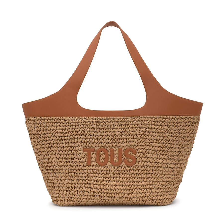 borsa tote grande color cammello tous lirio rafia