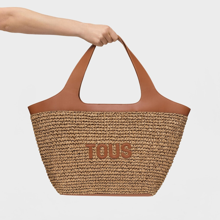 borsa tote grande color cammello tous lirio rafia