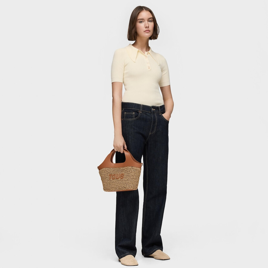 borsa tote media color cammello tous lirio rafia