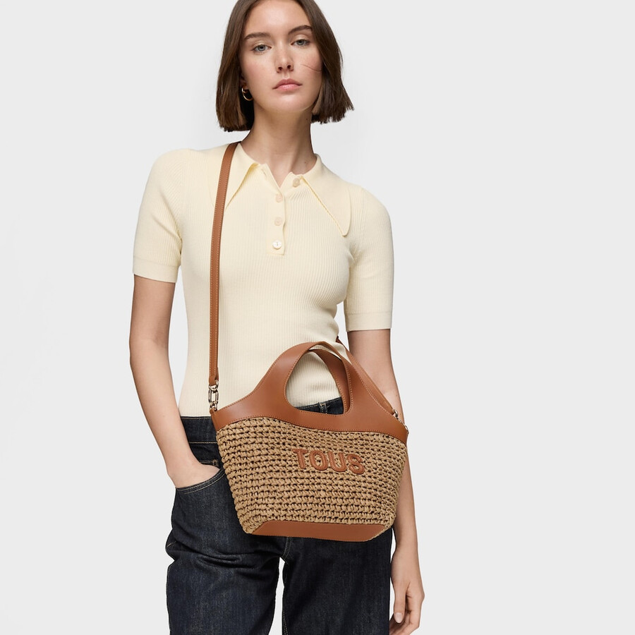 borsa tote media color cammello tous lirio rafia