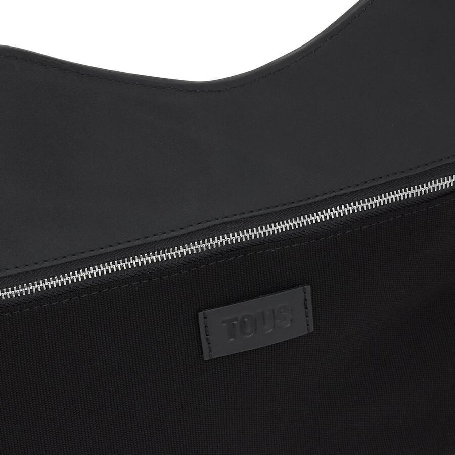borsa tote media in pelle nera con frange tous manifesto