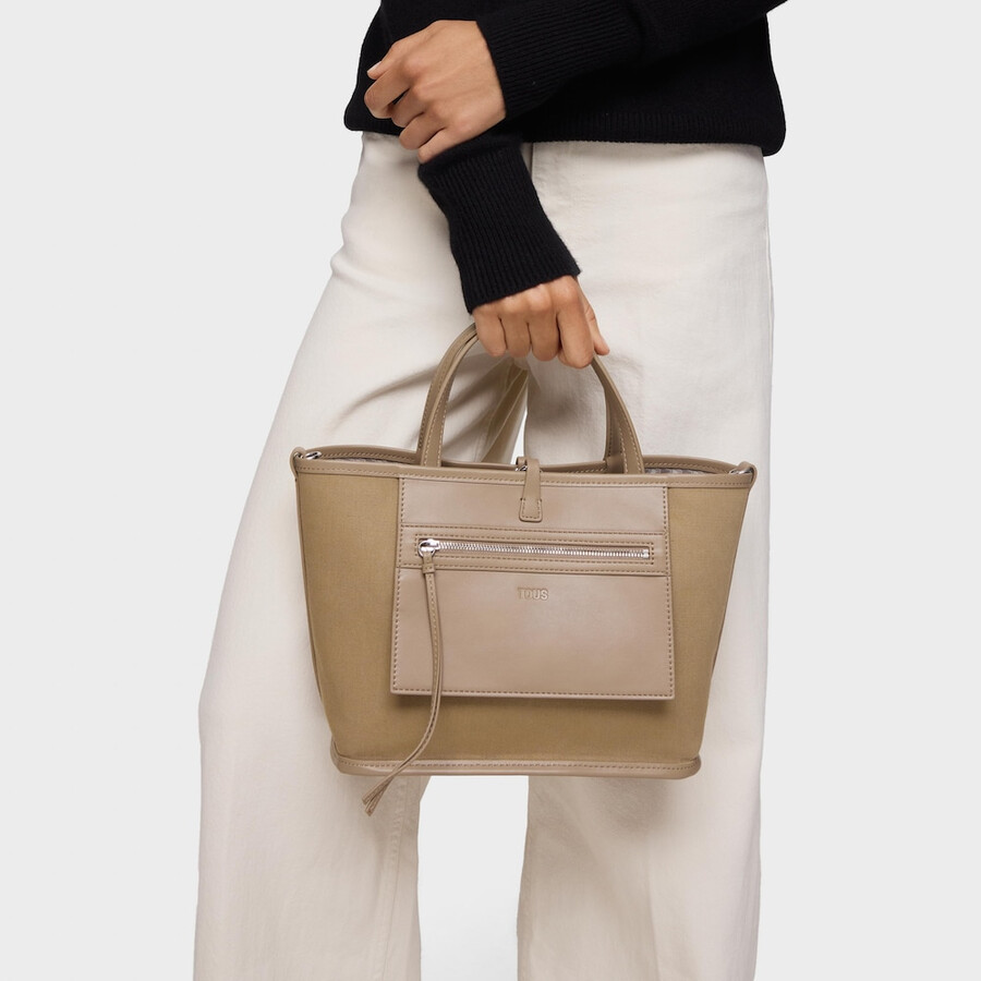 borsa tote reversibile beige media tous double way bear